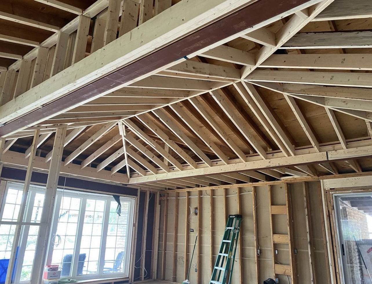 Steel Beams Installed and New Vaulted Ceilings